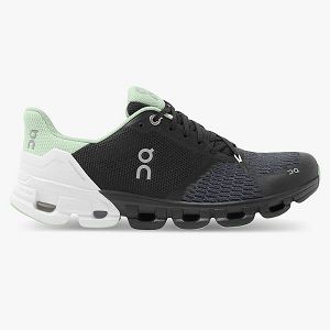 Black / White / Green Women's On Cloudflyer Wide Road Running Shoes | NZ-8612705